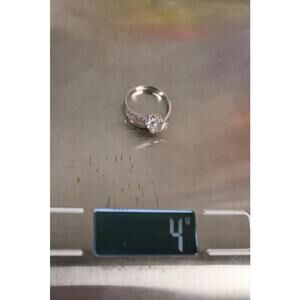 Sterling Silver 925 Ring with Clear Rhinestones 4g, 2.75" Around